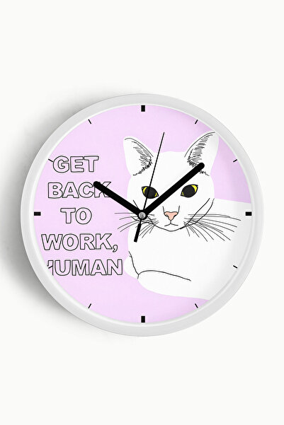 JHAAR Ceas de perete modern cu tematică pisici drăguțe - 42 cm - Carcasă albă...