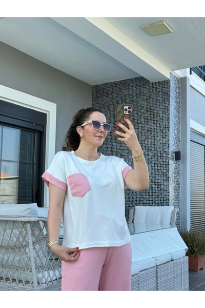 GENCULUS Women's Crystal Fabric Garnished Pocket Detailed Double Suit