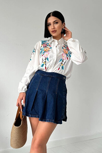 GENCULUS White Floral Embroidered Shirt