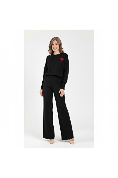 Abalı Yeni sezon kışlık 2li pantolonlu takım Yumuşak yün iplik Durk park Narmin model