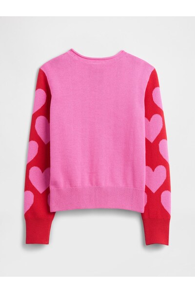 GAP Kız Çocuk Pembe Relaxed Roll-Neck Kazak