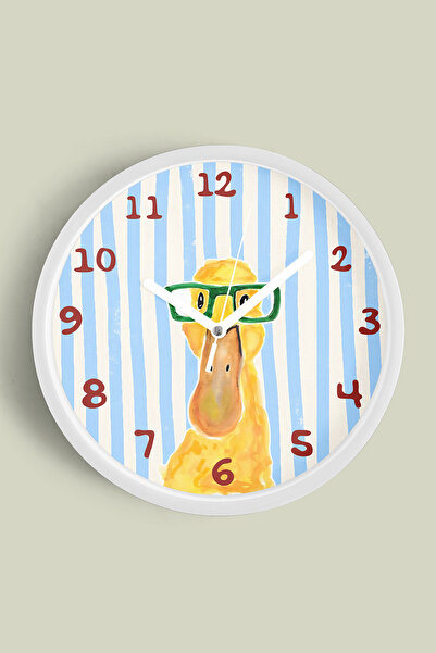 JHAAR Ceas de perete modern pentru camera copiilor Rață cu ochelari - 25cm - ...