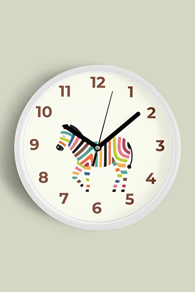 JHAAR Ceas de perete pentru camera copiilor cu zebră colorată - 42 cm - Carca...