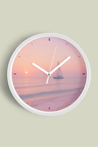 JHAAR Abstract - Bohemian - Nature - Sea View Modern Wall Clock - 42cm - Whit...