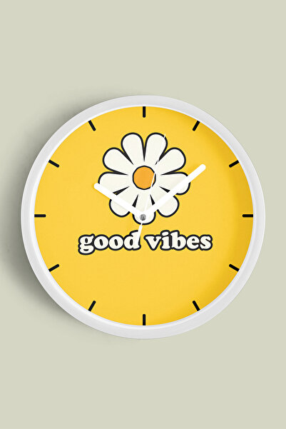 JHAAR Design modern cu margarete scrise - Ceas de perete „Good Vibes” - 30 cm...