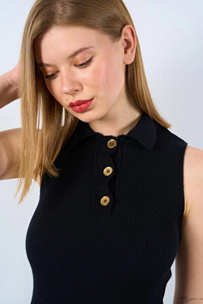 GENCULUS Buttoned Knitwear Undershirt Black