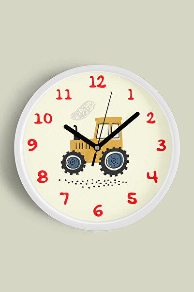 JHAAR ساعة حائط لغرفة الأطفال بتصميم جرار - 30 سم - هيكل أبيض مع زجاج أمامي -...