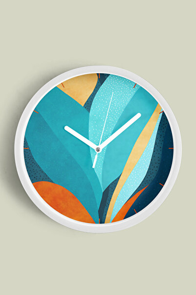 JHAAR Ceas de perete modern - 35cm - Carcasă albă cu sticlă frontală - Mecani...