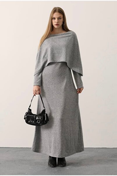 İldies store Pelerinli uzun elbise yeni