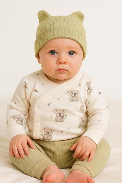 0-3 Ay Koala Desenli Unisex 3lü Takım