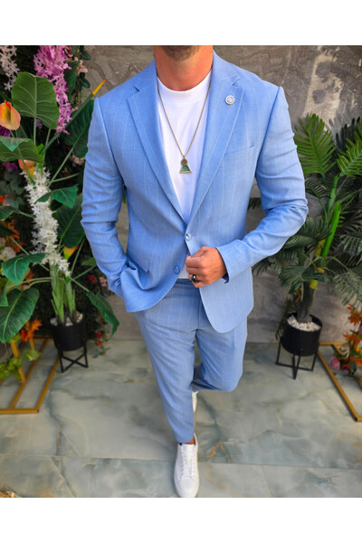 Philip Guston Men's suit, Blue with stripes: Jacket and Pants