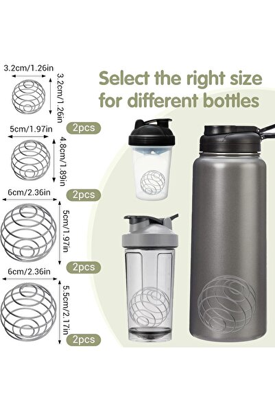 Telooco 8-Pack Stainless Steel 304 Protein Mixing Balls – 4 Sizes for Shakers & Bottles