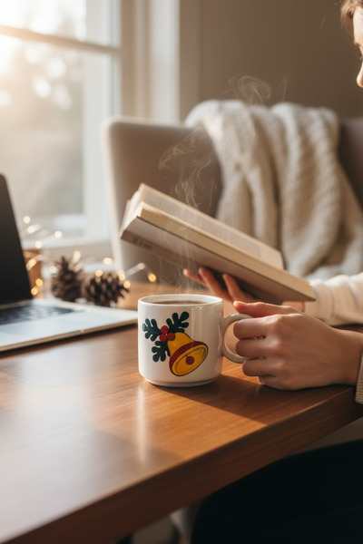 CASTEL El Yapımı Yılbaşı Konsepti Seramik Kupa Fincan Bardak