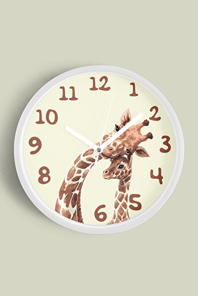 JHAAR Ceas de perete modern pentru camera copiilor cu tematică girafă adorabi...