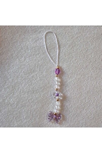 MODA MANANI Şeffaf Mor Desenlerle Oluşan Zarif Telefon Charmı, Telefon Askı, ...