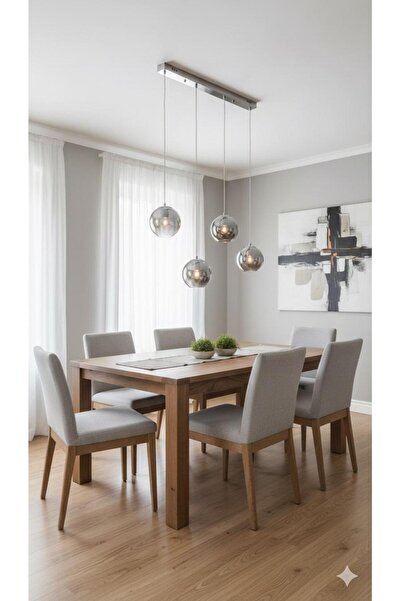 IŞILTI GLOP CAM YEMEK MASASI 4'LÜ