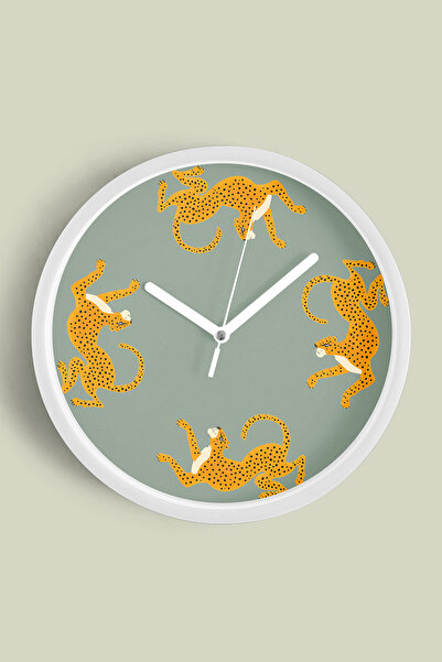 JHAAR Ceas de perete modern cu tematică tigru - 30 cm - Carcasă albă cu sticl...