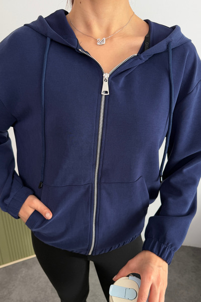 Mogi Butik Premium Modal Fabric Full Zipper Women's Cardigan 3136