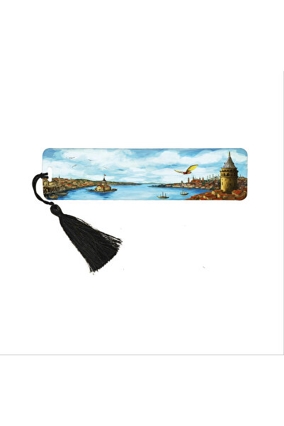 Souvenest Hezarfen Ahmet Çelebi Flying from the Galata Tower Istanbul B Printed Bookmark 19cm X 5cm |   Bookmark-68