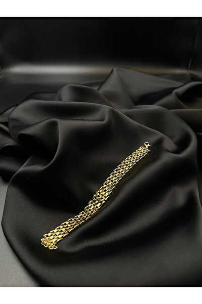 G&OJEWELRY Kadın kalın hasır sıralı tasarım 14k gold renk bileklik bilezik