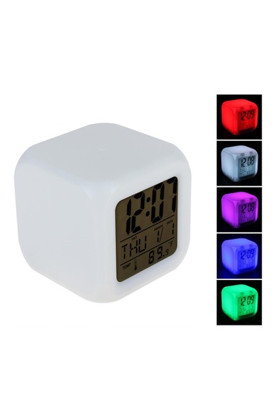 OEM Luminous cube-shaped alarm clock, thermometer, calendar, alarm