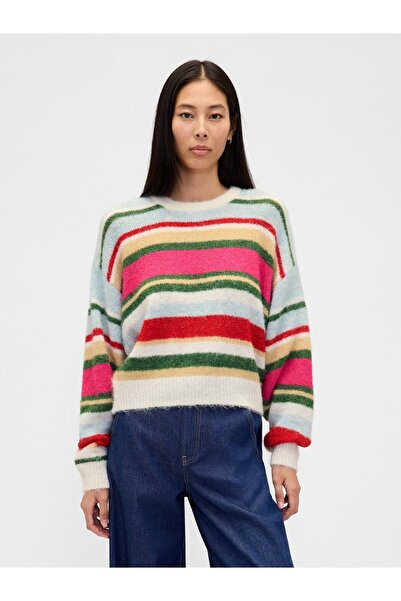 GAP Kadın Çok Renkli Fuzzy Oversized Bisiklet Yaka Kazak