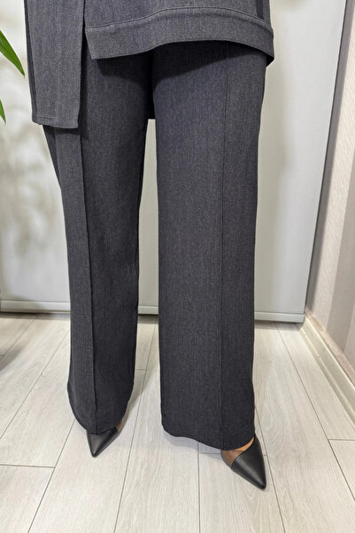 MISS DALIDA Knitwear Denim Detailed Tunic and Pipe Leg Pants Set Black T25Pf-6018 (7008)