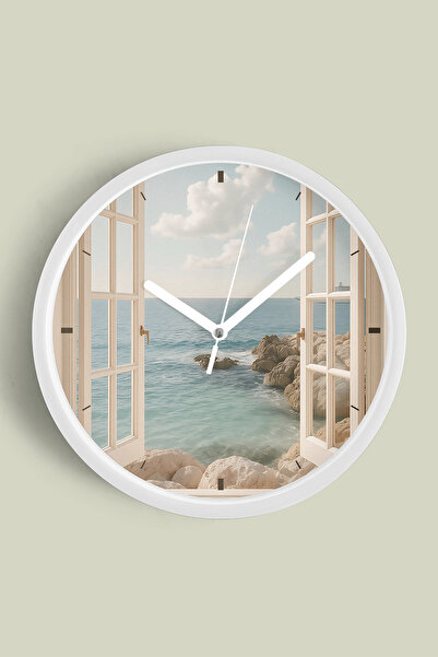 JHAAR ساعة حائط حديثة من هوزيرا - 30 سم - هيكل أبيض مع واجهة زجاجية - آلية صامتة