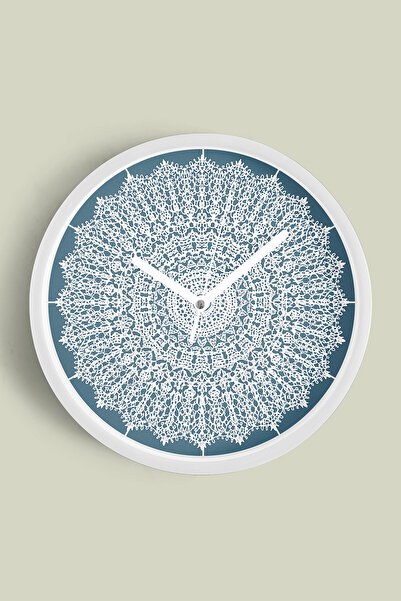 JHAAR ساعة حائط حديثة بتصميم زهور على طراز الماندالا - 30 سم - هيكل أبيض مع ز...