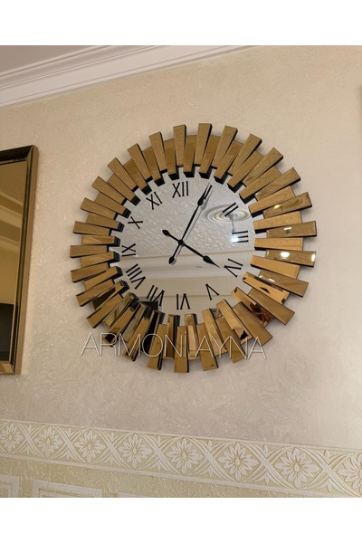 Armoni 3’lü 83 cm Piyano Saat ve 25*90 cm Gold İkili Ayna Set