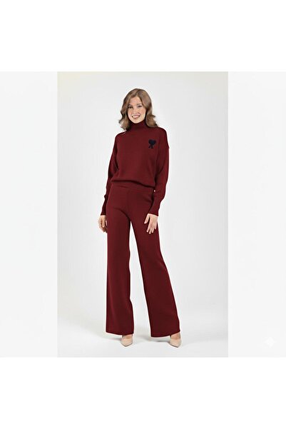 Abalı Yeni sezon kışlık 2li pantolonlu takım Yumuşak yün iplik Durk park Narmin model