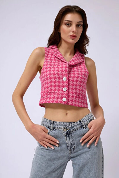 GENCULUS    Houndstooth Crop Vest