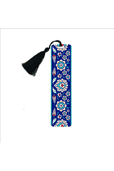 Souvenest Turquoise floral chinese pattern Printed bookmark 19cm x 5cm |   Ag-flower3