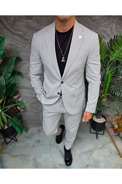 Philip Guston Men's suit, Gray with fine stripes: Jacket and Pants