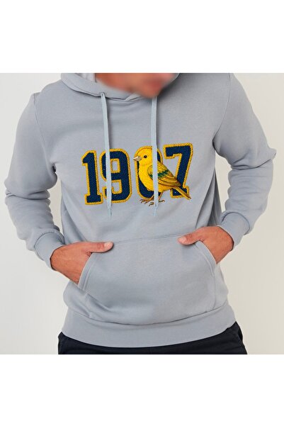 Efendioğlu Design kapüşonlu nakış baskılı 19kuş7 baskılı pamuklu 3 iplik şard...