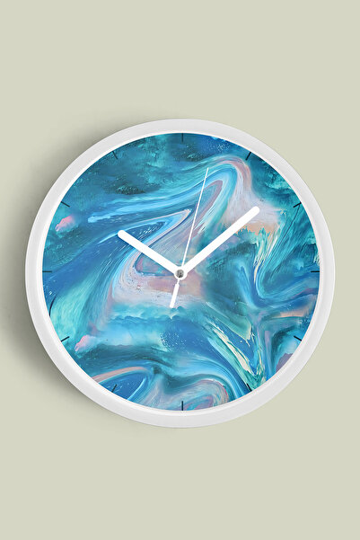 JHAAR Ceas de perete modern cu design abstract - 30 cm - Carcasă albă cu stic...