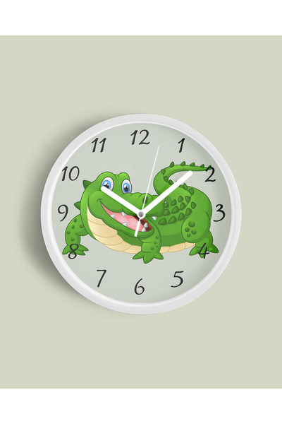 JHAAR Ceas de perete drăguț cu crocodil pentru camera copiilor - 42 cm - Carc...