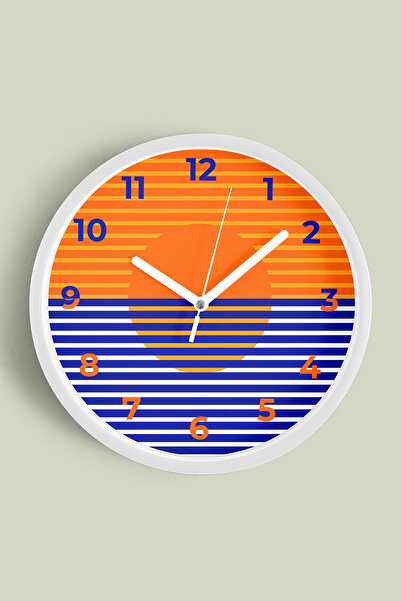 JHAAR Ceas de perete modern - 35cm - Carcasă albă cu sticlă frontală - Mecani...