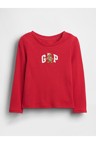 GAP Kız Bebek Kırmızı Brannan Bear Logo T-Shirt