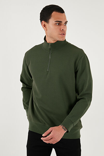 Buratti Cotton Regular Fit Half Zipper Stand Collar Sweat Men's Sweat 5905470