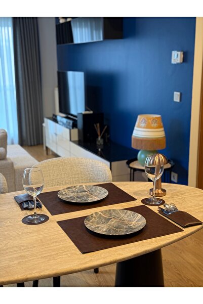 coaksco 2-Person Light Brown Rectangular American Dinnerware Set (Plate-Placemat-Fork Rest)