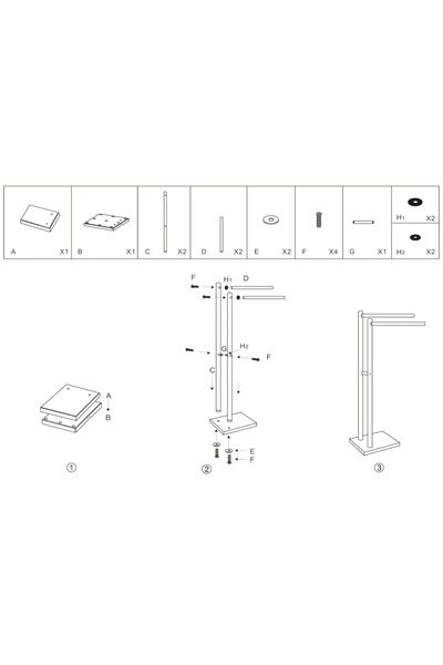 Artex Towel rack with stand and 2 levels, stainless steel, 44 x 18 x 83 cm