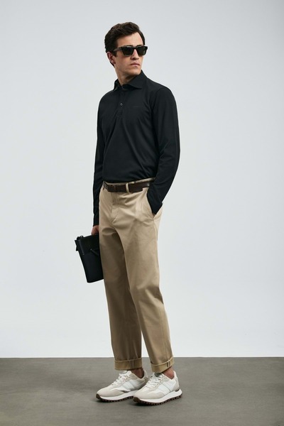 Kocamanlar Ayakkabı Lufian 112040044 Rocky Smart Polo T-Shirt Men's Sweatshirt Black