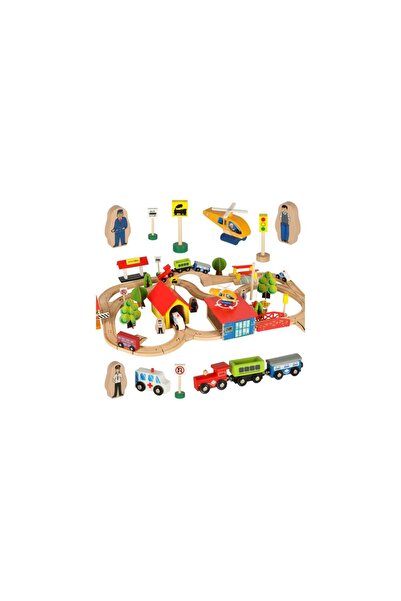 Three top online Locomotivă de tren din lemn, orașul feroviar - 69 de piese