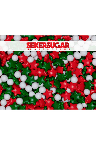 MELT PASTRY&KITCHEN Şeker&Sugar Pasta Süsleme Şekeri Yılbaşı Temalı Yıldız Pasta Süsü Sprinkles 40 gr.