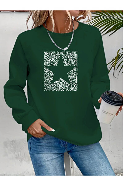 GENCULUS    Women's Long Sleeve Crew Neck Print Viscose Two Thread Blouse