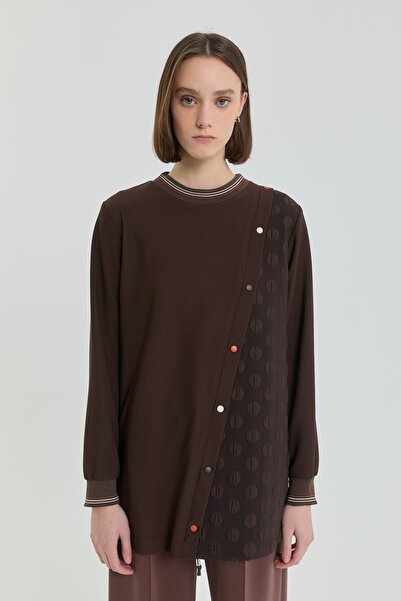 Nihan Ribana Detaylı Örme Tunik Kahve