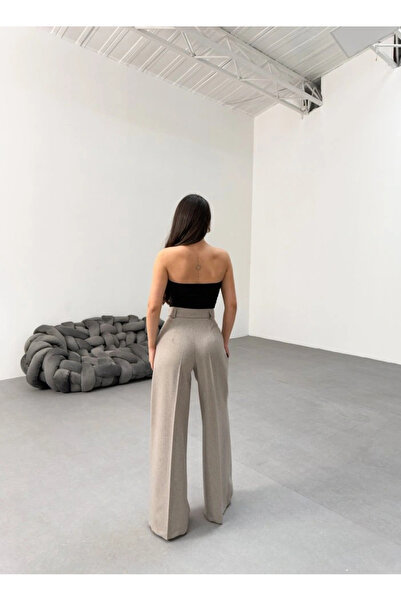 GENCULUS    Sante Striped Waist Belted Palazzo Trousers