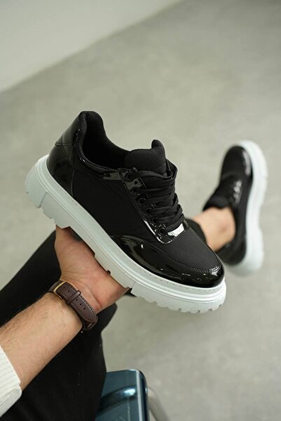 KAZAX Ανδρικά παπούτσια casual KB-X201 Kuback από μαύρο λουστρίνι από δέρμα αλεξίπτωτου