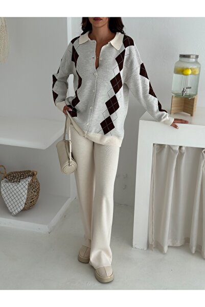 Noi Belis Oversized Baklava Detailed Knitwear Bottom-Top Set Aw25Au0037